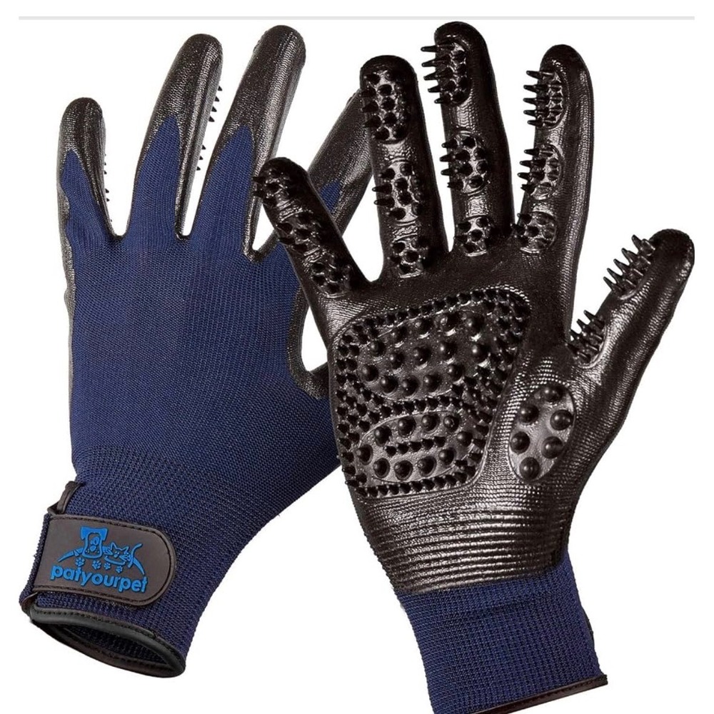 Pat Your Pet Grooming Gloves Deshedding Bathing Massage Tool Dogs Cats Horses